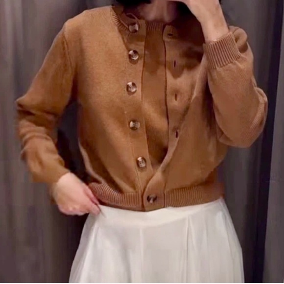 Zara Brown Button-Up Cardigan - Picture 1 of 6